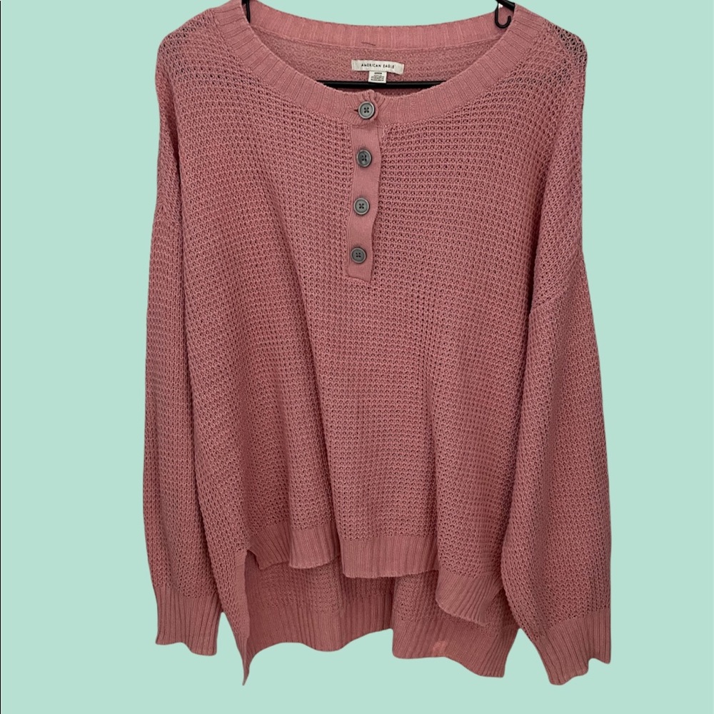 american eagle oversized pink button up sweater size small. super soft look <3